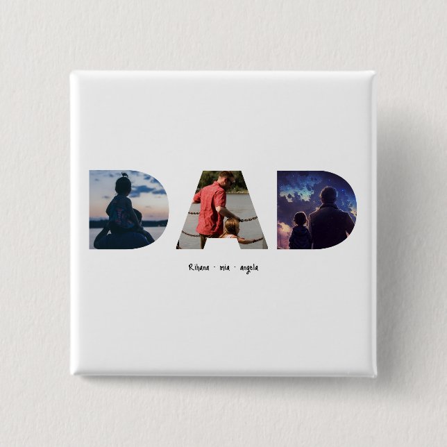 Bóton Quadrado 5.08cm Dad Father's day personalized photo gift  (Frente)