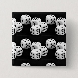 Bóton Quadrado 5.08cm Dados Preto e Branco