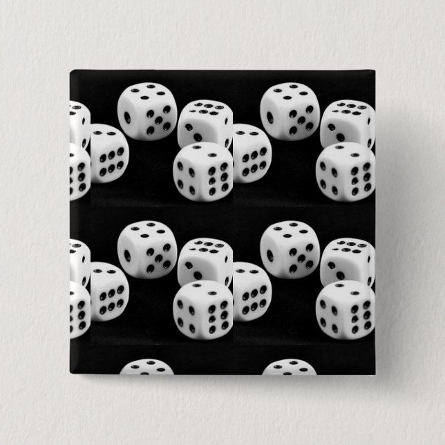 Bóton Quadrado 5.08cm Dados Preto e Branco (Frente)