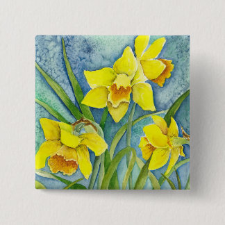 Bóton Quadrado 5.08cm Daffodils Pin