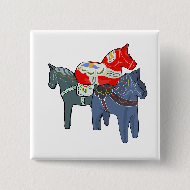 Bóton Quadrado 5.08cm Dala Horses (Frente)