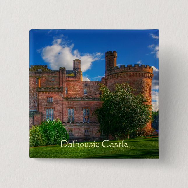 Bóton Quadrado 5.08cm Dalhousie Castle, Midlothian, Escócia (Frente)