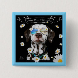 Bóton Quadrado 5.08cm Dalmatian do chocolate do amor da paz