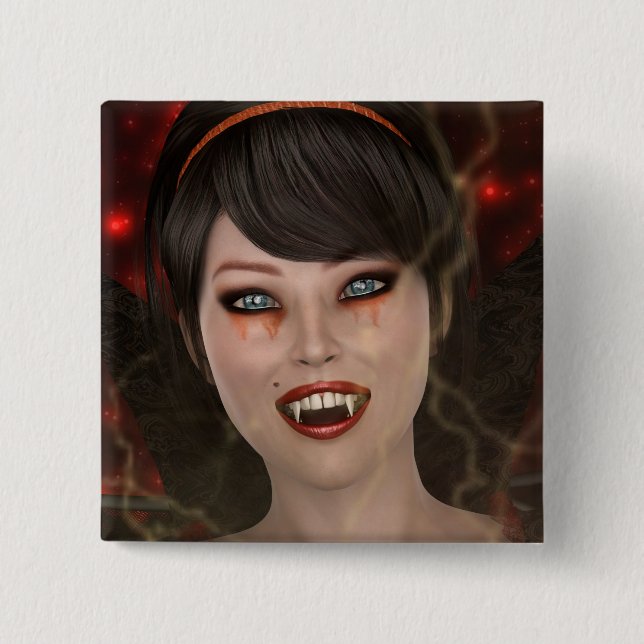 Bóton Quadrado 5.08cm Dama Vampira (Frente)