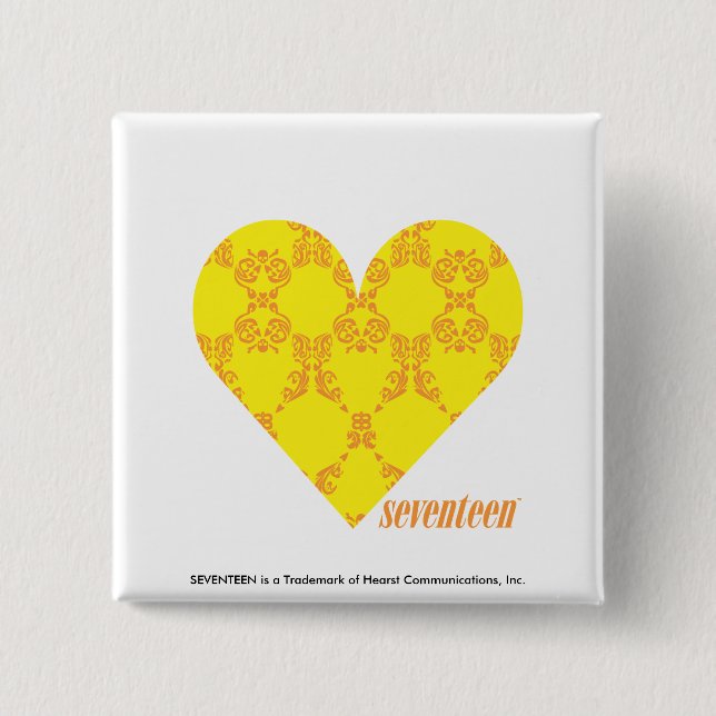 Bóton Quadrado 5.08cm Damasco 4 amarelos alaranjado (Frente)