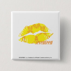 Bóton Quadrado 5.08cm Damasco amarelo alaranjado