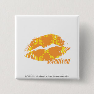 Bóton Quadrado 5.08cm Damasco laranja-amarelo