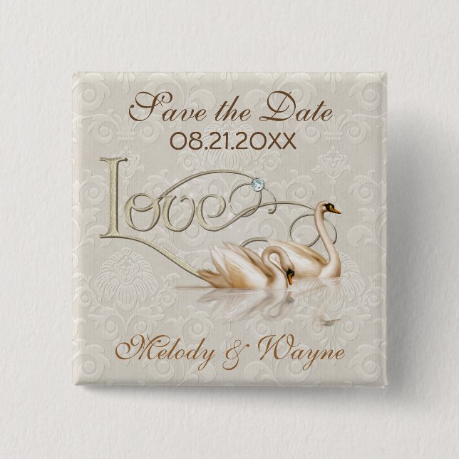 Bóton Quadrado 5.08cm Damask Elegance (Frente)