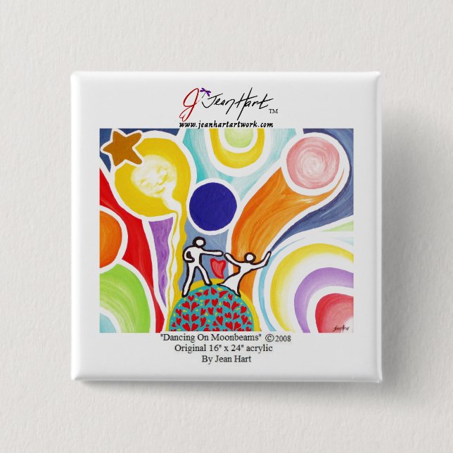 Bóton Quadrado 5.08cm Dança em Moonbeams (Frente)