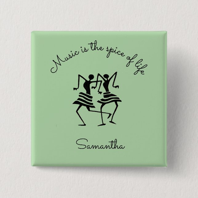 Bóton Quadrado 5.08cm Dançarinos de celebração de silhuetas inspiraciona (Frente)