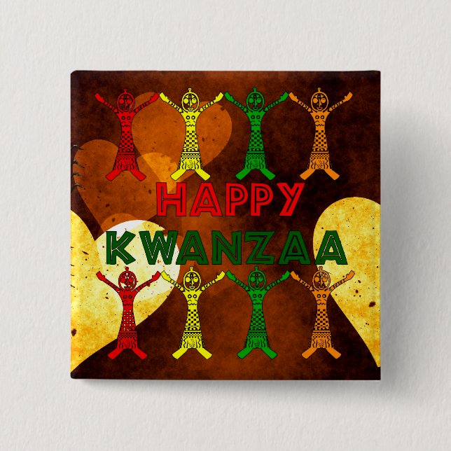 Bóton Quadrado 5.08cm Dançarinos de Kwanzaa (Frente)