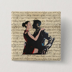 Bóton Quadrado 5.08cm Dançarinos Tango