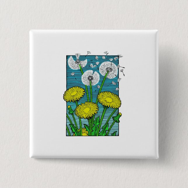 Bóton Quadrado 5.08cm Dandelions (Frente)