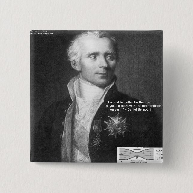 Bóton Quadrado 5.08cm Daniel Bernoulli Verdadeiro Física Cita presentes  (Frente)