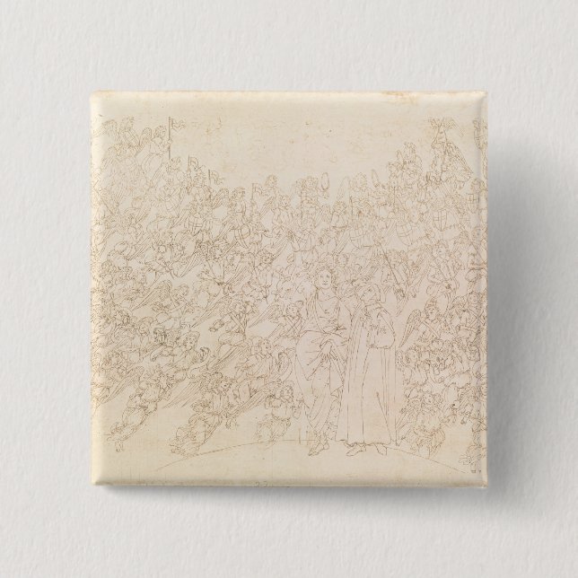 Bóton Quadrado 5.08cm Dante e Beatrice, do ` de Dante divino (Frente)