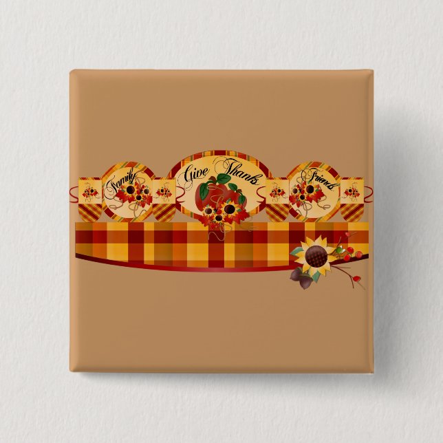 Bóton Quadrado 5.08cm Dar presentes aos Obrigados de Ação de Graças (Frente)