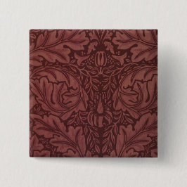 Bóton Quadrado 5.08cm Dark Red Acanthus Leaves (por William Morris)