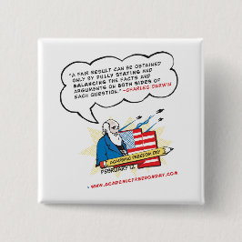 Bóton Quadrado 5.08cm Darwin sobre liberdade acadêmica