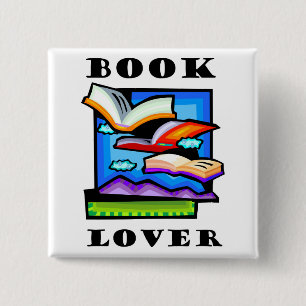 Bóton Quadrado 5.08cm De "amante livro" - livros & páginas de vôo para