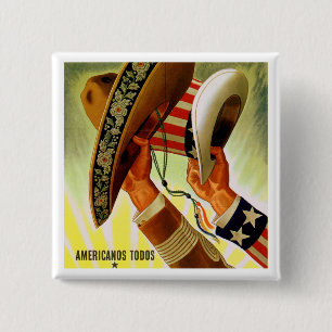 Bóton Quadrado 5.08cm De "botão do vintage Americanos TODOS" (americano