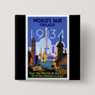 Bóton Quadrado 5.08cm De Chicago a feira 1934 de mundo