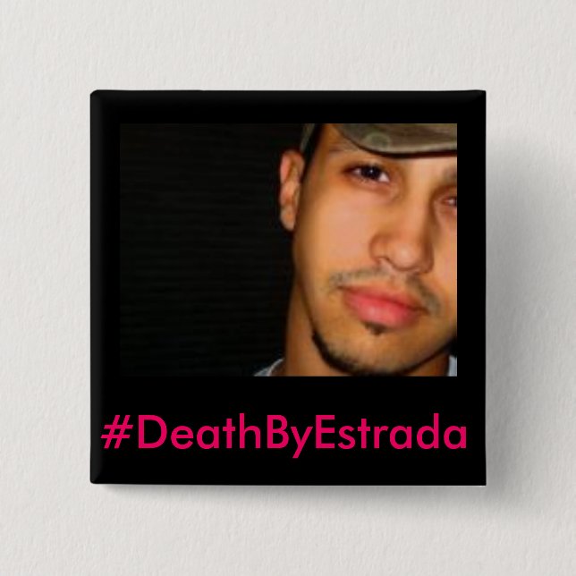 Bóton Quadrado 5.08cm #DeathByEstrada - Botão Erik-Michael Estrada (Frente)