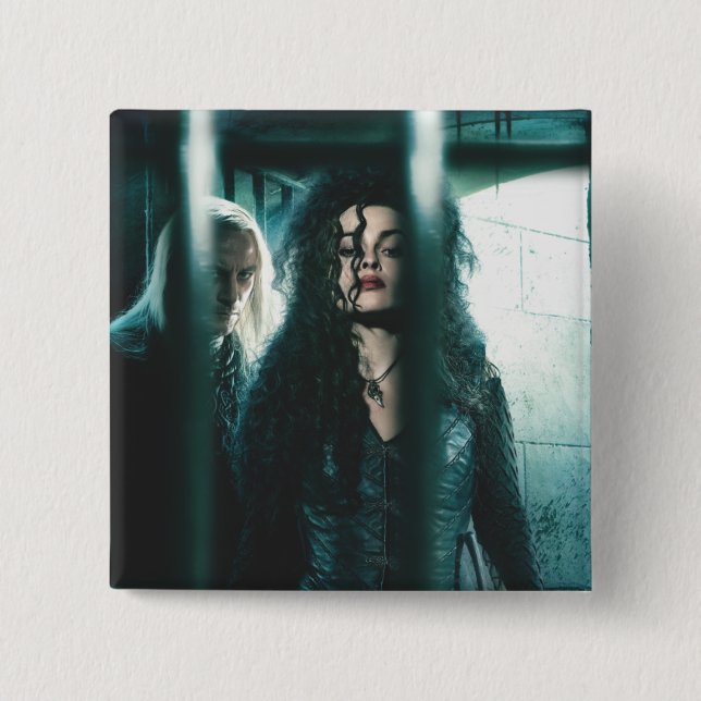 Bóton Quadrado 5.08cm Deathly Hallowly - Bellatrix e Lucius (Frente)