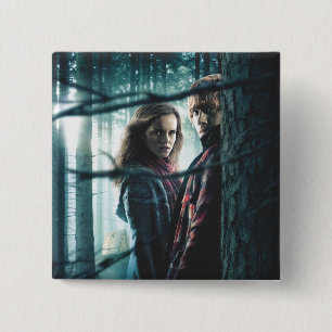 Bóton Quadrado 5.08cm Deathly Hallowly - Hermione e Ron