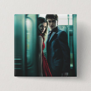 Bóton Quadrado 5.08cm Deathly Hallows - Harry e Hermione