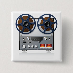Bóton Quadrado 5.08cm Deck de Fita de Carretel Vintage para Audiófilos