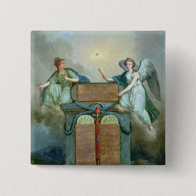 Bóton Quadrado 5.08cm Declaração dos direitos de homem e do cidadão (Frente)