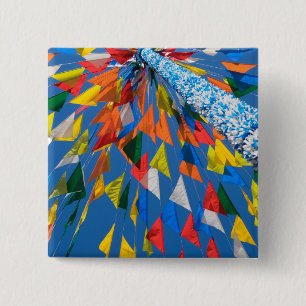 Bóton Quadrado 5.08cm Decoração de Bandeira Triangular
