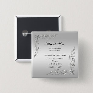 Bóton Quadrado 5.08cm Decoração de Casamento Prata