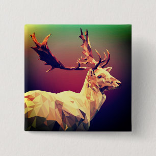 Bóton Quadrado 5.08cm Deer Polygon Design