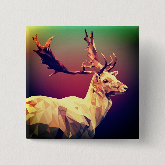 Bóton Quadrado 5.08cm Deer Polygon Design (Frente)