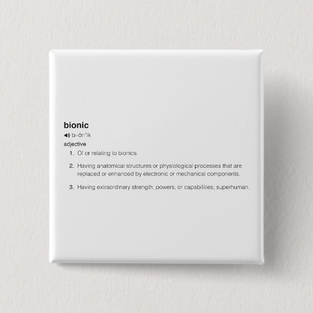 Bóton Quadrado 5.08cm Definição Bionica em Preto (Frente)