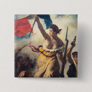 Bóton Quadrado 5.08cm Delacroix - A Liberdade Liderando o Povo Close-up