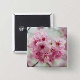 Bóton Quadrado 5.08cm Delicado Flor de Cerejeira Rosa Sakura Japonês Flo