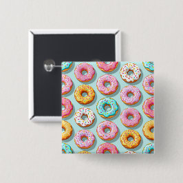 Bóton Quadrado 5.08cm Deliciosos donuts de creme azuis