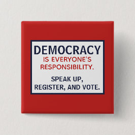 Bóton Quadrado 5.08cm Democracia Responsabilidade Fala Votação Registrad