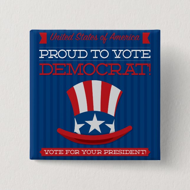 Bóton Quadrado 5.08cm Democrata (Frente)