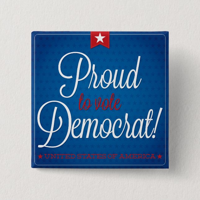 Bóton Quadrado 5.08cm Democrata (Frente)
