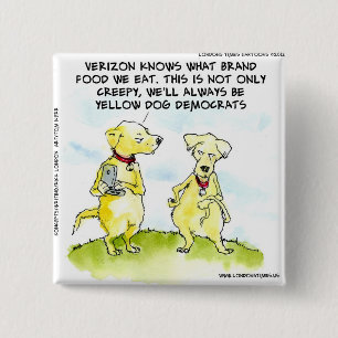 Bóton Quadrado 5.08cm Democratas Cachorro Amarelo Engraçado