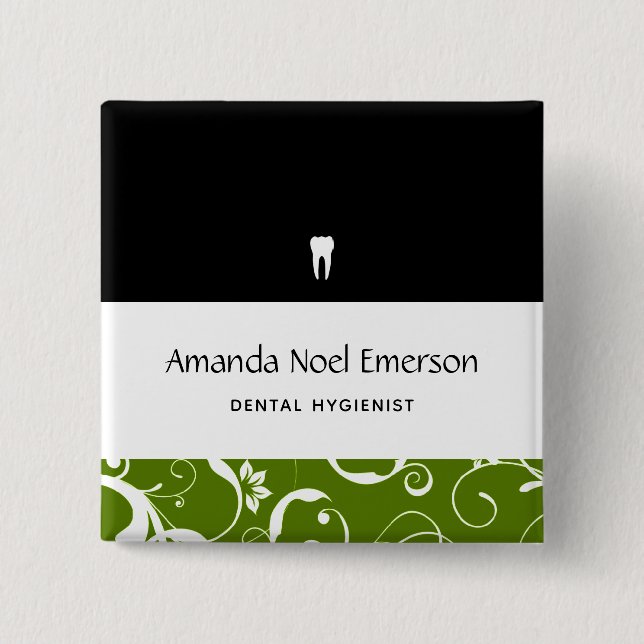 Bóton Quadrado 5.08cm Dental Office Funcionarios Pro Damask (Frente)