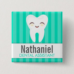 Bóton Quadrado 5.08cm Dente bonito - botão feito sob encomenda do crach