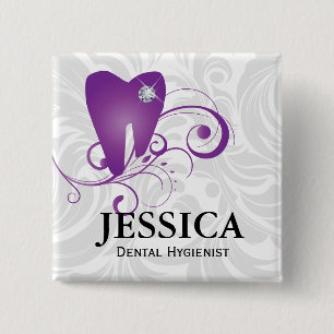 Bóton Quadrado 5.08cm Dentista Nome de etiqueta Densante Dente Densante 