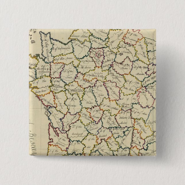Bóton Quadrado 5.08cm departamentos franceses (Frente)
