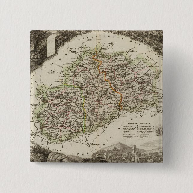 Bóton Quadrado 5.08cm Dept. De La Hte Saone (Frente)