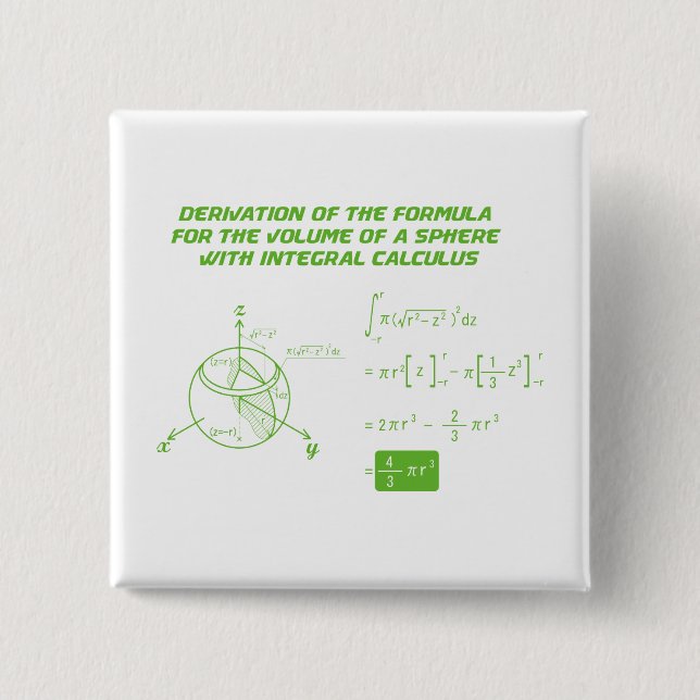 Bóton Quadrado 5.08cm Derivation of the formula for volume of sphere (Frente)