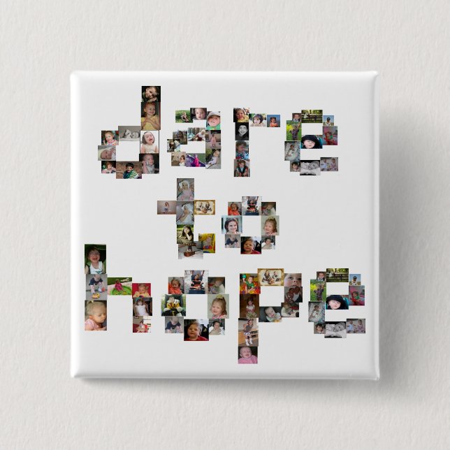 Bóton Quadrado 5.08cm Desafio para esperar botões (Frente)